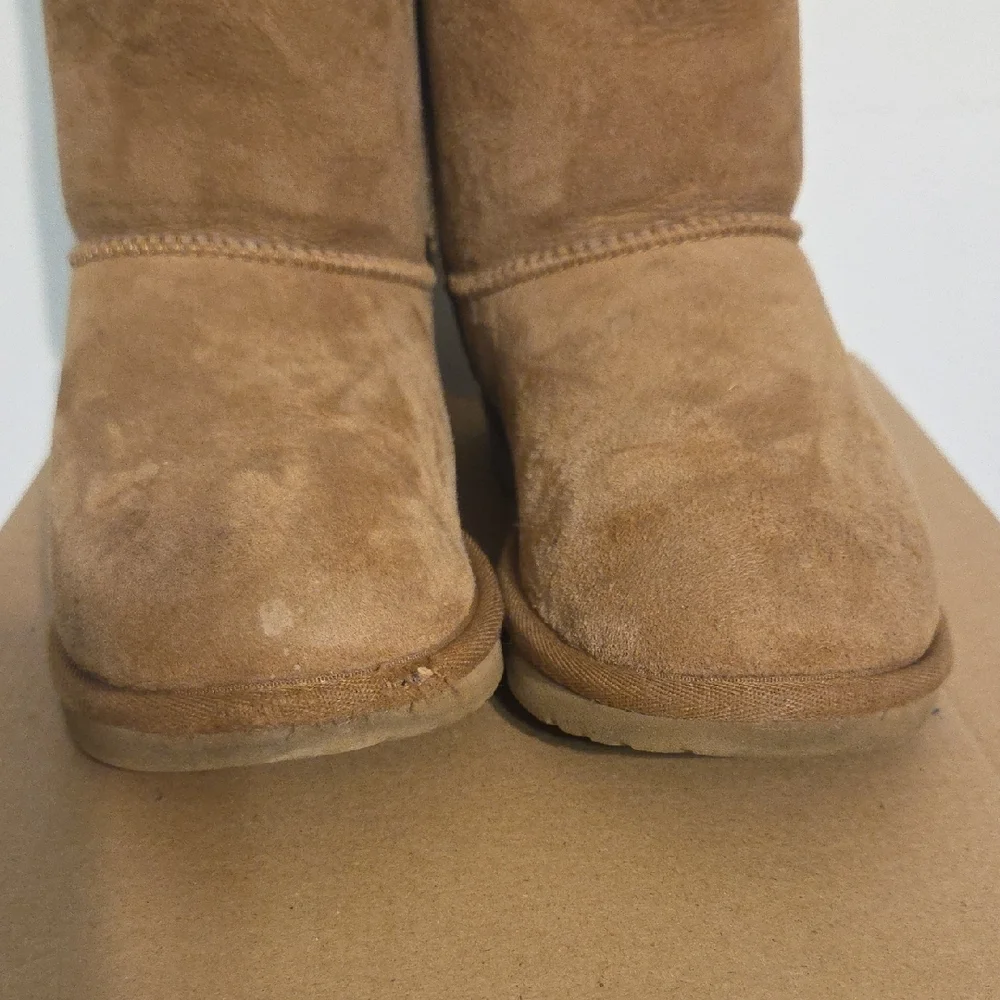 UGG Chestnut Suede Bow-Back Plush Sheepskin Boots